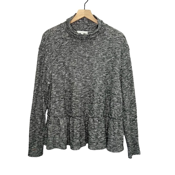 Anthropologie Sweaters - Anthropologie Eri + Ali Tiered Mock Neck Bronte Sweater in Marled Gray/Black L